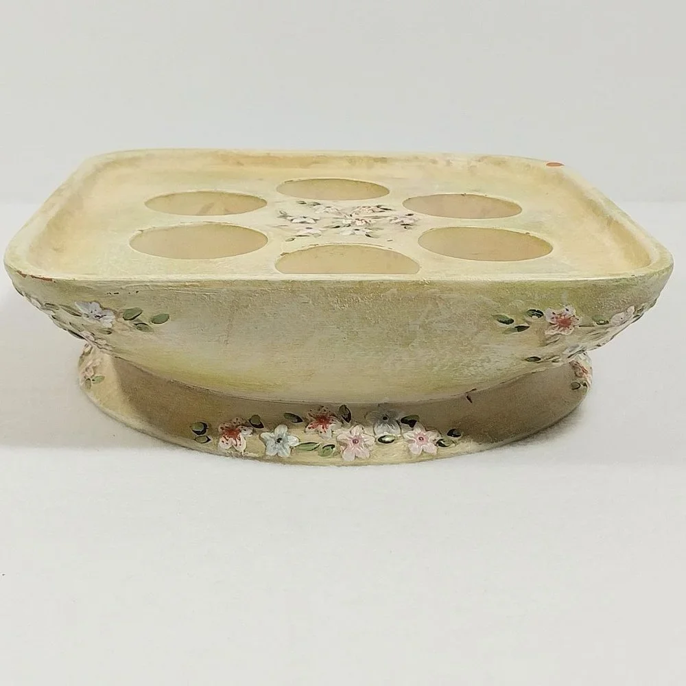 Vintage PartyLite Votive Pedestal Floral Design 6 Tealight Holder #1312